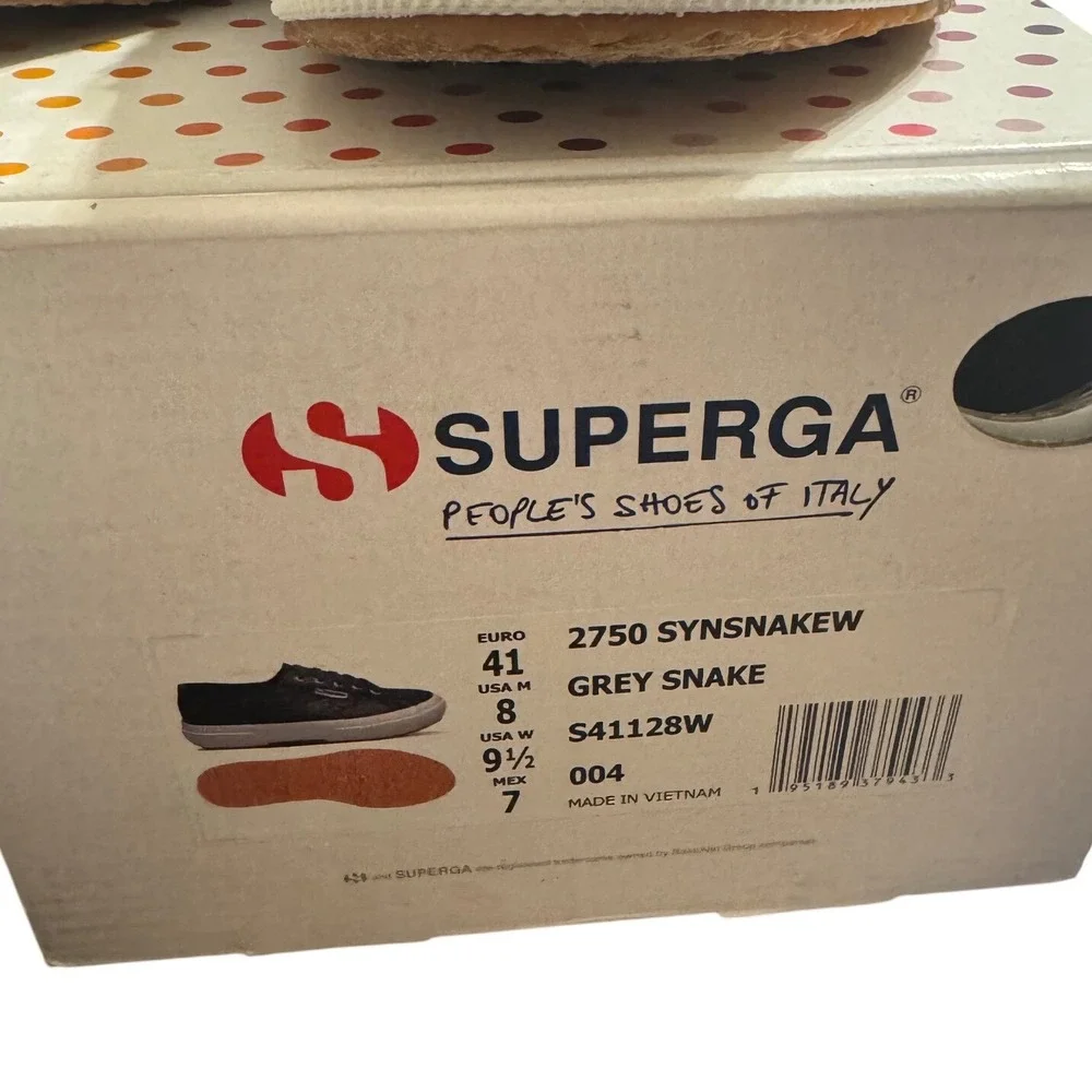 NWT Superga 2750 Sneakers Grey Snake Print Low Top Lace Up Women US‎ 9.5 Euro 41